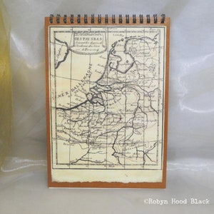 Carnet de croquis pour journal recyclé avec image de carte ancienne - Pays Bas Pays-Bas Hollande