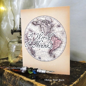 A World of Thanks Old Map Blank Thank You Cards - Pack of 8