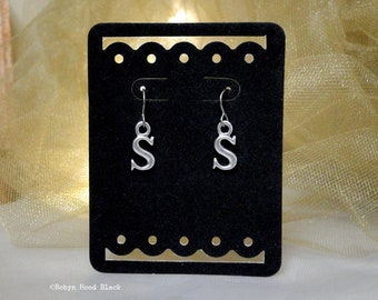 Letter S Cast Pewter Initial Earrings