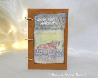 Teeny Wee Handmade  Mini Journal Sketchbook - Hairy Coo, Highland Cow