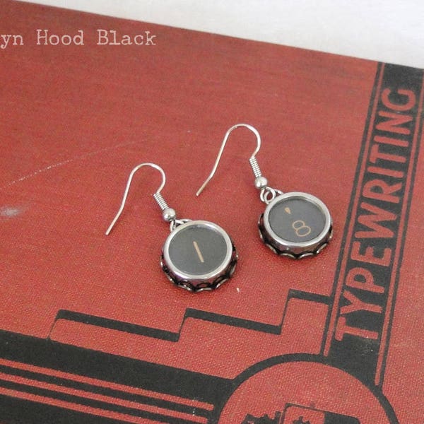 Typewriter Key Earrings Vintage  Letter I and Apostrophe/8  Keys