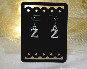 Letter Z Cast Pewter Initial Earrings