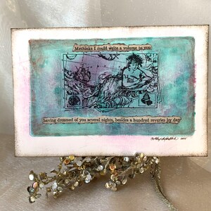 Cartolina d'arte originale San Valentino Sirena Fanciulla Lettera d'amore
