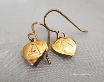 Simple and Sweet Letter A Heart Earrings