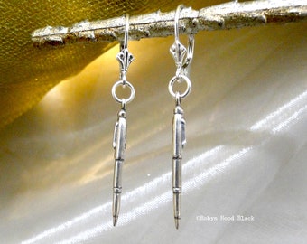 Sterling Silver Fountain Pen Charm Earrings