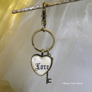 Love Keychain with Heart Cab and Key Charm