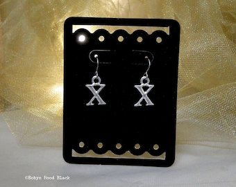 Letter X Cast Pewter Initial Earrings