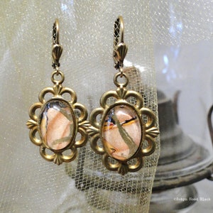 Antique 1897 Endpapers Earrings - Classy Warm Neutrals with Gold