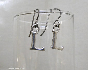 Letter L Cast Pewter Initial Earrings