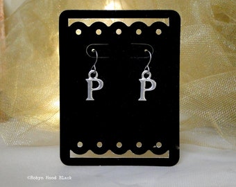 Letter P Cast Pewter Initial Earrings