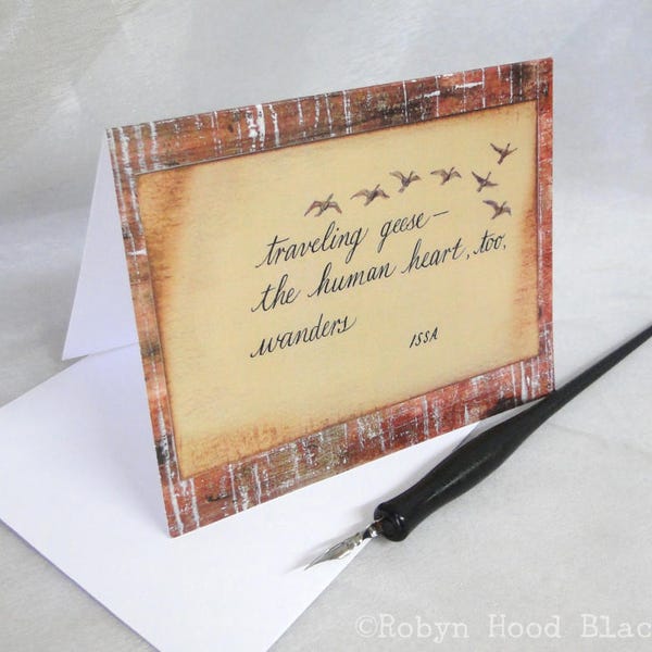 Issa Haiku Note Cards Traveling Geese package of 8