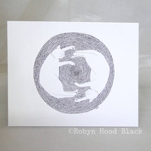 Cat Note Cards - Yin Yang package of 8 blank cards