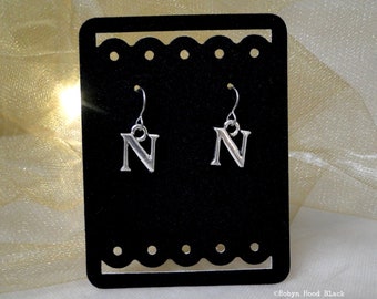 Letter N Cast Pewter Initial Earrings