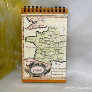 Antique Map Image Upcycled Journal Sketchbook - France 1700s