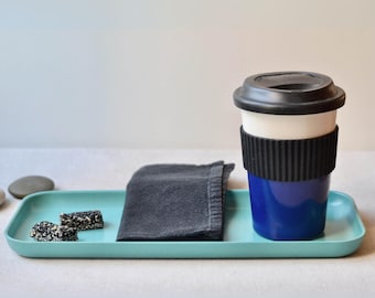 Blue Ceramic Travel Mug, Coffee To Go Cup, Mug With Silicone Lid, Reusable Coffee Cups, Handmade Tumbler, Travel Car Mug, Pottery Travel Mug