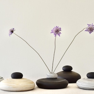 Ikebana-vaas, Japanse vaas, zwart-witte Japanse vaas, decor vaas Zen Rock, gestapelde stenen vaas, vaas keramiek kiezel, Japandi Home Decor