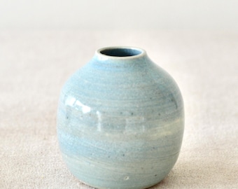 Handmade Mini Ceramic Bud Vase: Aquamarine Scandi Decor