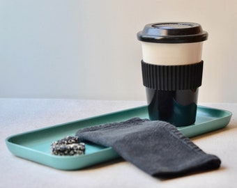 Black ceramic travel mug ~ Lidded coffee mug ~ Gift for boyfriend