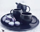 Handmade Black Ceramic 3-Piece Eva Tea Set with infuser | Modern Scandinavian Japandi Design