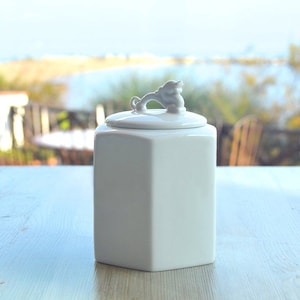 Tea Canister, Elephant Cookie Jar, Ceramic Jar With Dragon Lid, Porcelain Lidded Jar, Animal Cookie Jar, Hexagon Jar, Small Ceramic Jar