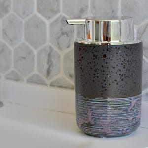 Liquid Soap Dispenser, Black, Blue, Purple Glazed - Ceramic Soap Pump, Kitchen Gift, Bath Accessories, Hand Soap Dispenser, No Waste Foam