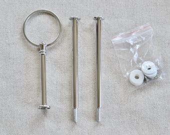 Custom for Dawn - 4 sets - Silver Cake Stand Hardware: 2 or 3 Tier DIY Fitting