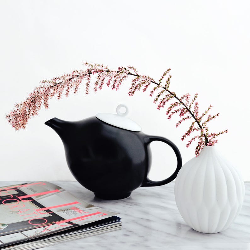 Modern Teapot in Black & White Ceramic Inspired by Eva Etsy