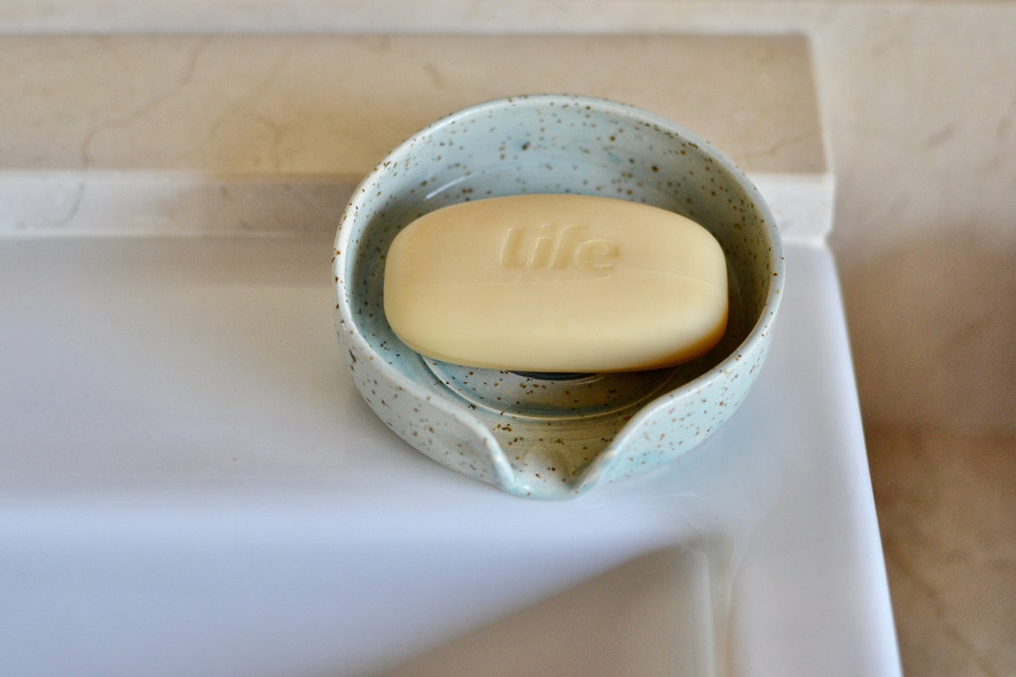 Round SOAPDISH with spout drain for bathroom sink Etsy