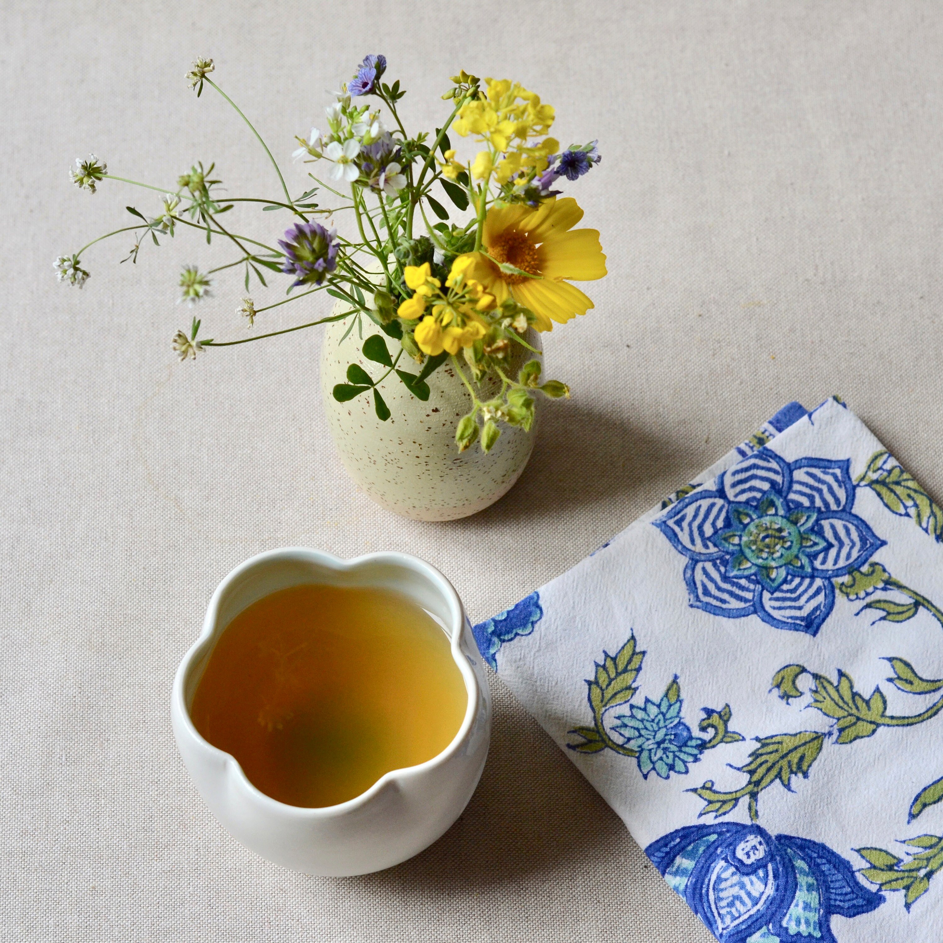 Ceramic Flower Cup Bowl Pale Blue Porcelain Handmade Tea Etsy