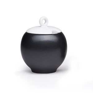 Black And White Sugar Bowl, Salt Cellar With Lid, Salt Pig, Modern Farmhouse Decor, Eva Inspired Tableware, Scandinavian Decor, Ceramic Jar