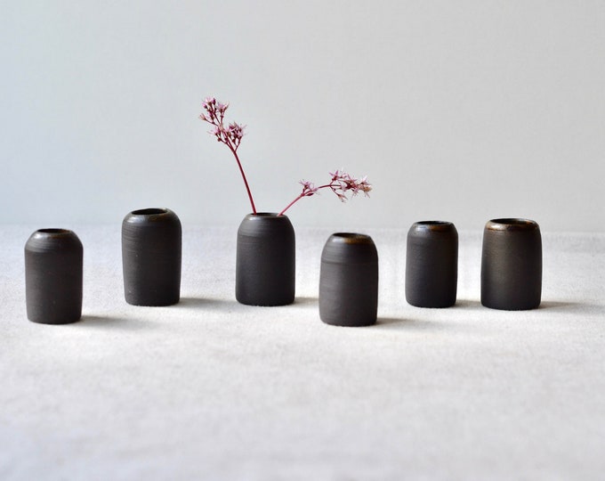 Mini Bud Vase, Black Ceramic Vase, Handmade Vase, Modern Ceramic Vase ...