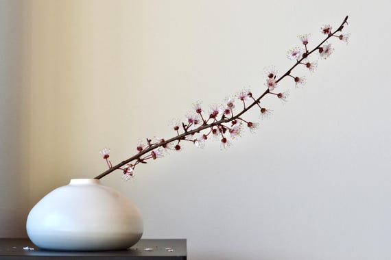 Handcrafted White Stoneware Ikebana Vase: Japandi Wabi Sabi