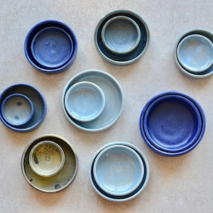 Handmade Ceramic Nesting Bowls: Blue Speckled Stoneware Pottery