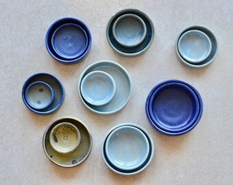 Handmade Ceramic Nesting Bowls: Blue Speckled Stoneware Pottery