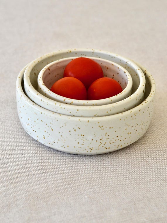 3er-Set Keramik-Servierschalen, gesprenkelte weiße und braune Schalen, kleine matte Schalen, Nistschalen, Snackschale, Hosting-Dekor, Knabberschalen