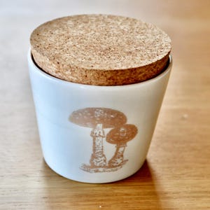 Handmade Porcelain Mushroom Jar with Cork Lid: Goblincore Decor, Assorted Mushrooms and Sizes