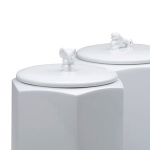 Porcelain Cookie Jar with Lid: Elephant or Dragon Canister
