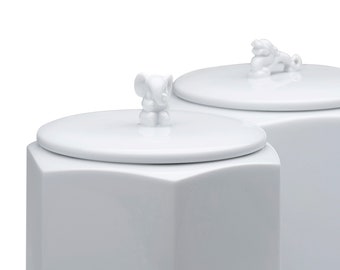 Tarro de galletas de porcelana con tapa: bote con forma de elefante o dragón