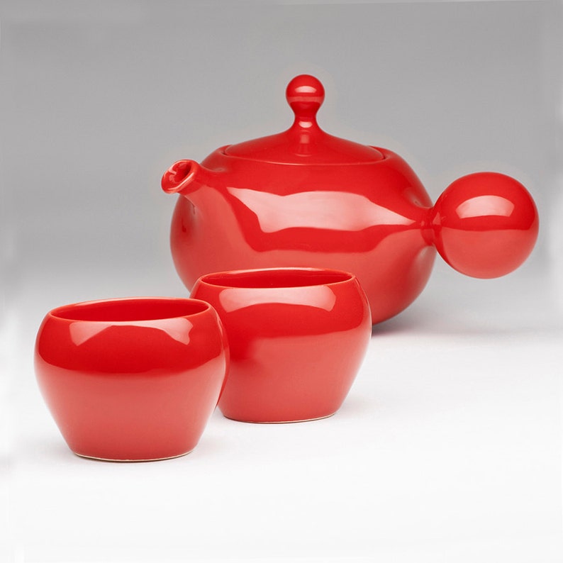 Bulb 3piece modern Asian tea set Side Handle Teapot 2 Etsy