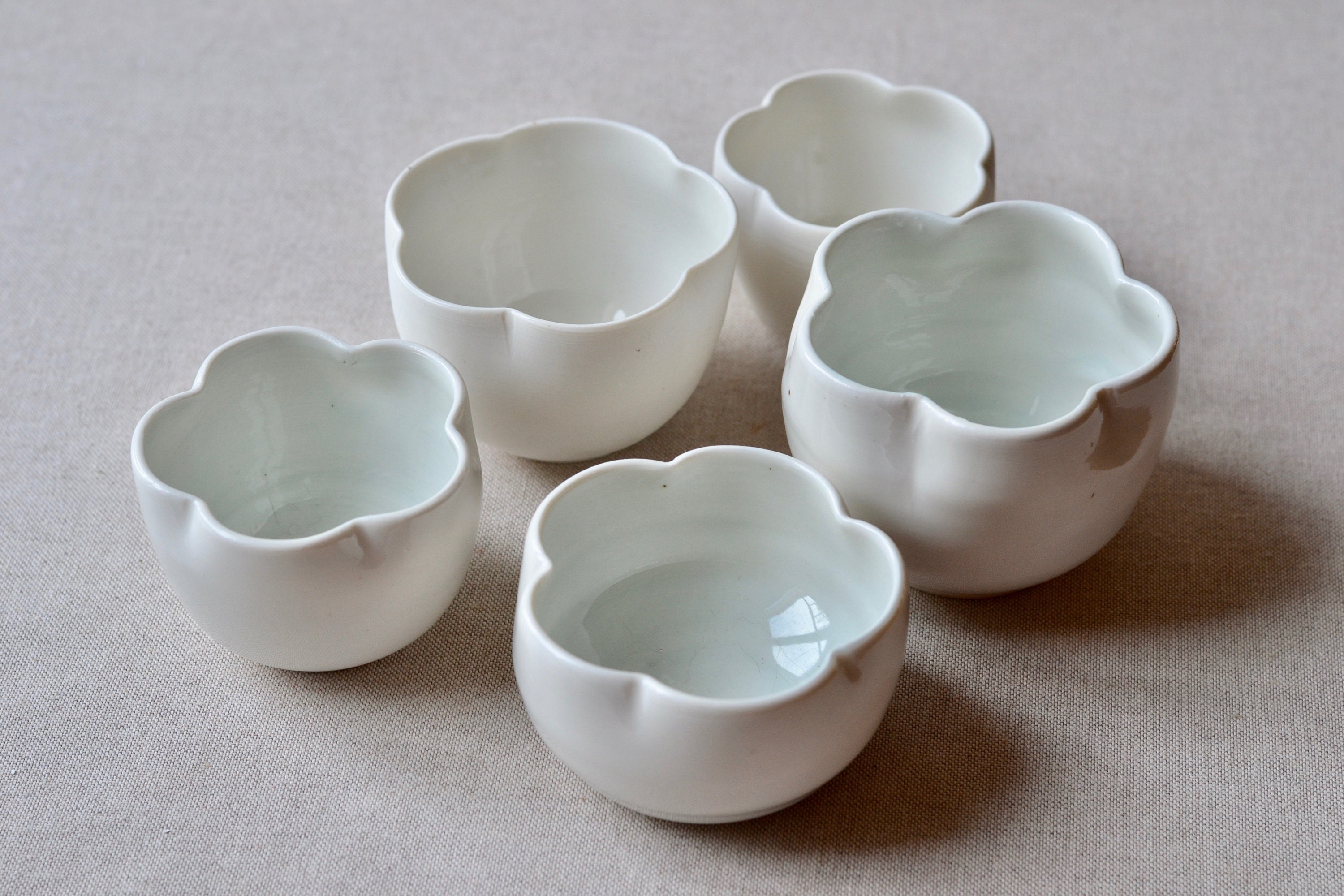 Ceramic Flower Cup Bowl Pale Blue Porcelain Handmade Tea Etsy