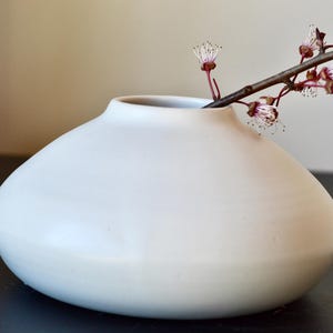 Matte White Stoneware Ikebana Vase: Minimalist Japandi Decor, Moribana Wabi Sabi Vase image 6