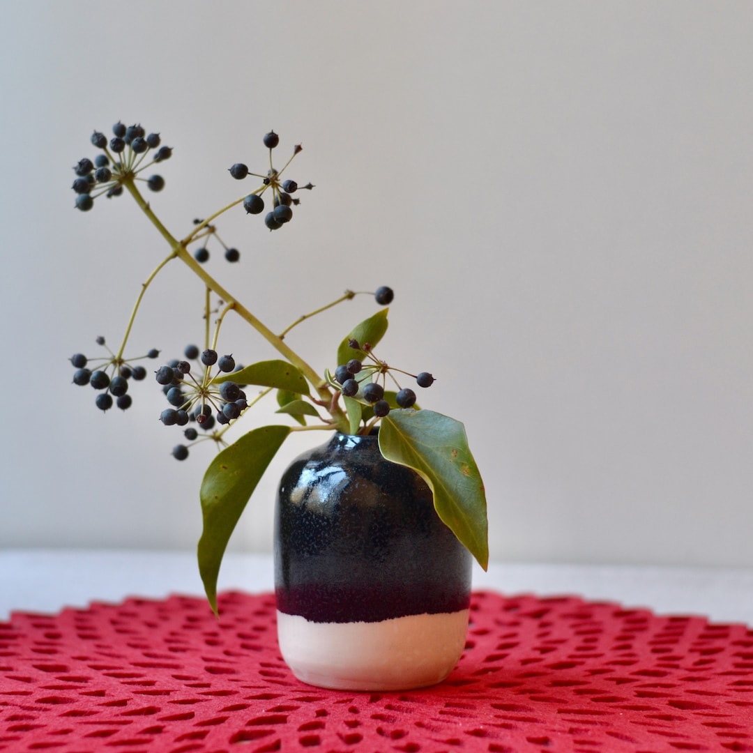 Black and White Ceramic Vase Stoneware Vase Bottle Vase Bud Etsy