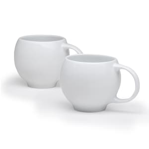 White Porcelain Teacups: Modern Ceramic Mugs, Set of 2