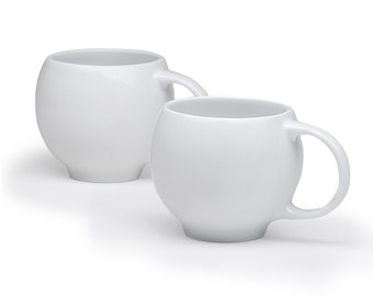 White Porcelain Mugs, Set Of 2 Teacups, Eva Inspired Tea Set, Ceramic Tea Cups, Modern Mugs, Minimalist Teacups, Japandi Tableware, Elegant