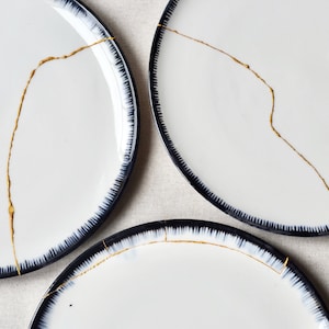 Japanese Plates, Modern Dinnerware, Kintsugi Plates, Japanese Pottery, Porcelain Plates, Wabi Sabi Plates, Dinner Plate, Mothers Day Gift