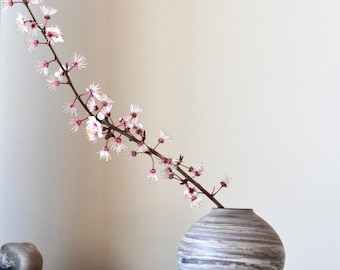 Ikebana-vaas Nerikomi: zwart-wit porselein, Wabi Sabi Zen Decor Bud-vazen
