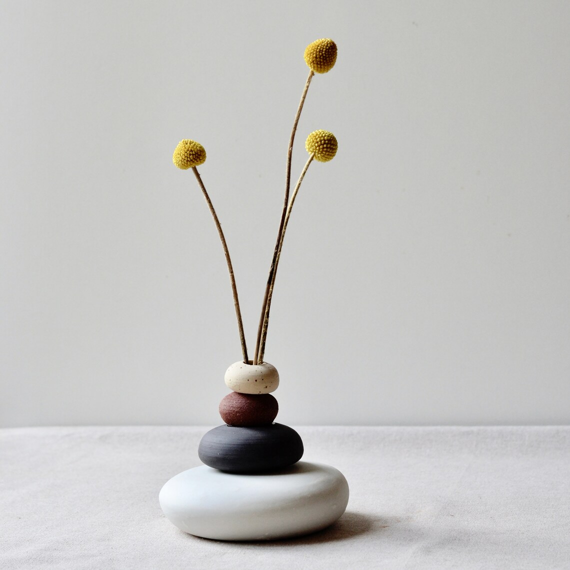 Zen rocks vase 4 Stacked Stones in White and Black Porcelain Etsy