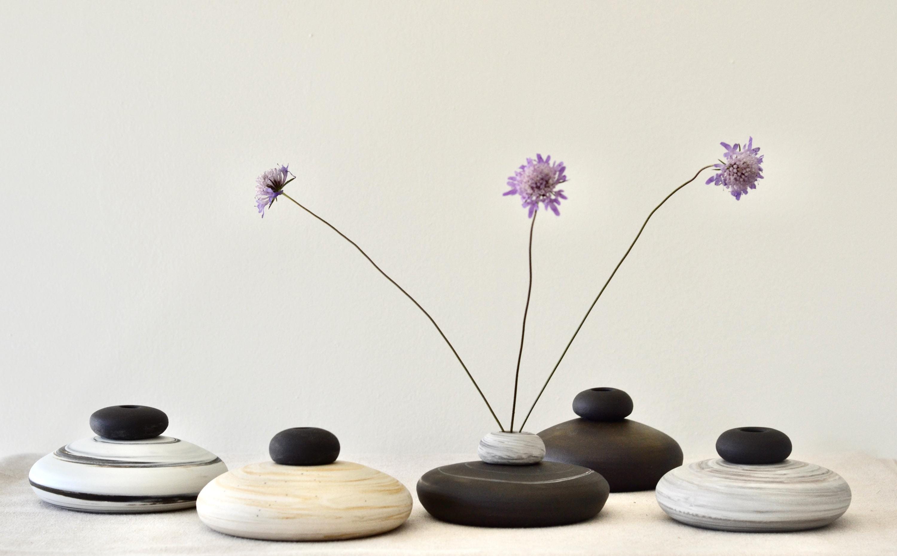 Handmade Ceramic Zen Rock Vase Japandi Home Decor, Bud Vase