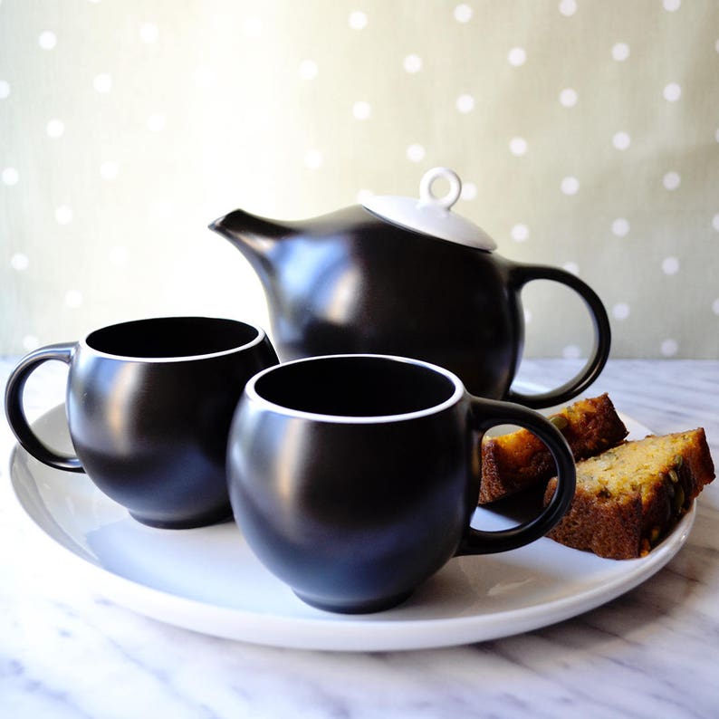 Modern Tea Set in Black & White Ceramic Tea Service Inspired Etsy