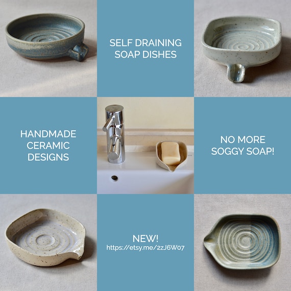 Soap dish, Self Draining, handmade ceramic dish
